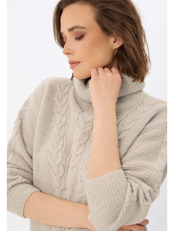 Volcano Volcano Sweter S-ESSIE Beżowy Regular Fit