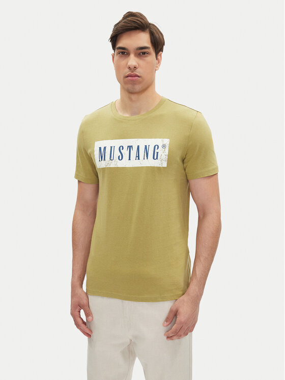 Mustang Mustang T-Shirt Austin 1016274 Zielony Regular Fit