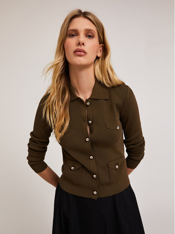 Motivi Motivi Cardigan M266W003344N015 Verde Slim Fit