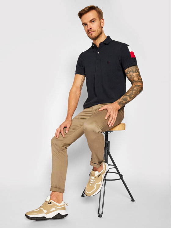 Tommy Hilfiger Polo Color Block MW0MW14434 Granatowy Slim Fit Modivo.pl