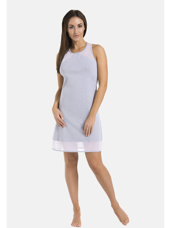 Teyli Teyli Koszula nocna 216 Szary Regular Fit