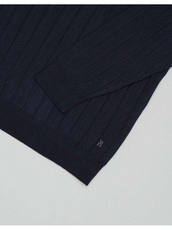 Borgio Borgio Sweter govone Granatowy Slim Fit