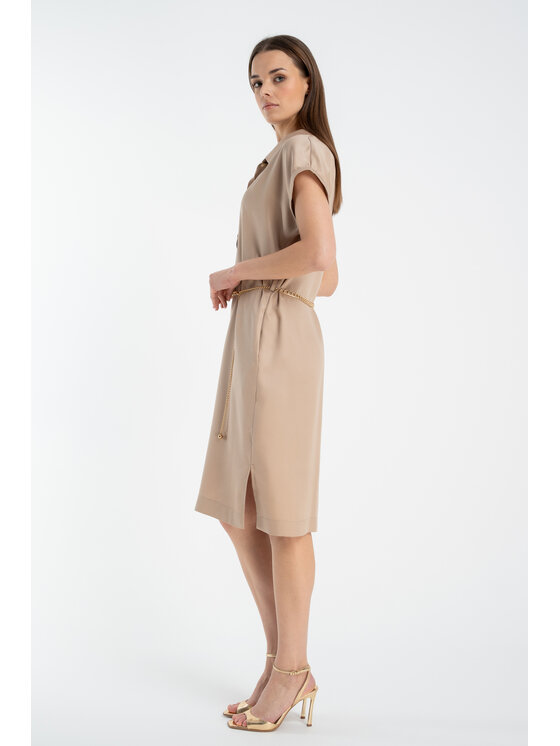 CLICK CLICK Košilové šaty 60-6136 Béžová Close Fit