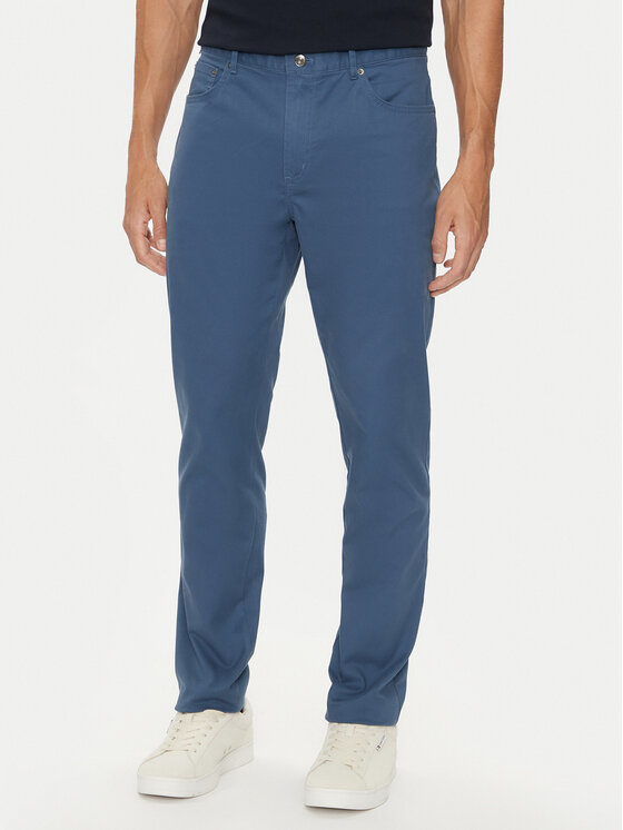 Tommy Hilfiger Bavlnené nohavice Denton MW0MW36429 Modrá Straight Fit