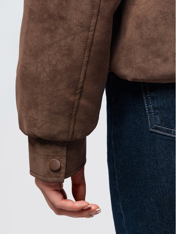 Ombre Ombre Bunda bomber OW-JT-E0008 Tmavě hnědá Relaxed Fit