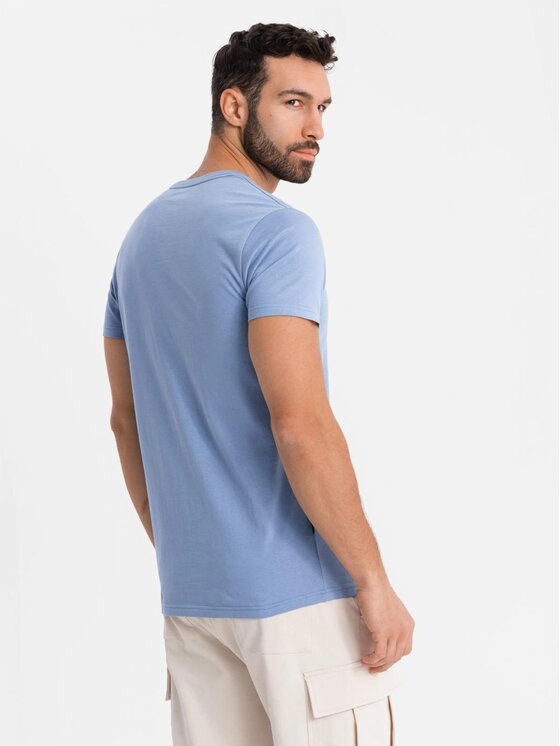 Ombre Ombre T-Shirt OM-TSBS-0237 Niebieski Regular Fit