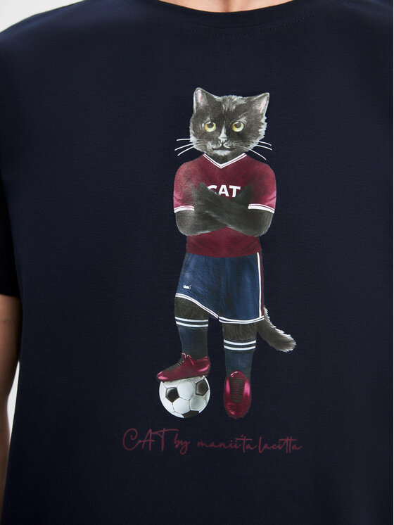 CAT by maniita lacitta CAT by maniita lacitta T-Shirt Printed men's t-shirt with CAT Niebieski Regular Fit