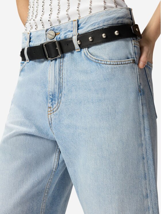 PINKO PINKO Jeansy SIPARIO PANTALONE DENIM + BELT Błękitny Regular Fit
