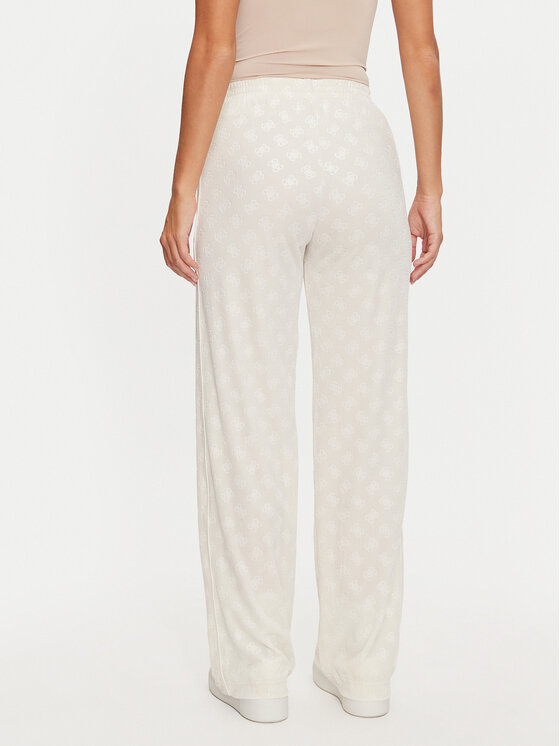 Guess Guess Pantaloni di tessuto Krissy V4BB05 KCHS2 Bianco Relaxed Fit