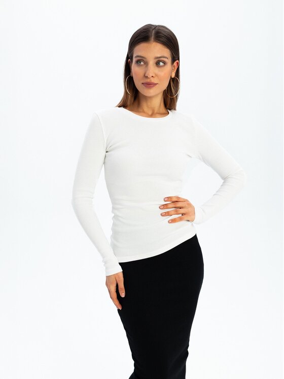 Nudyess Nudyess Spódnica midi Tremity z prążka Czarny Slim Fit