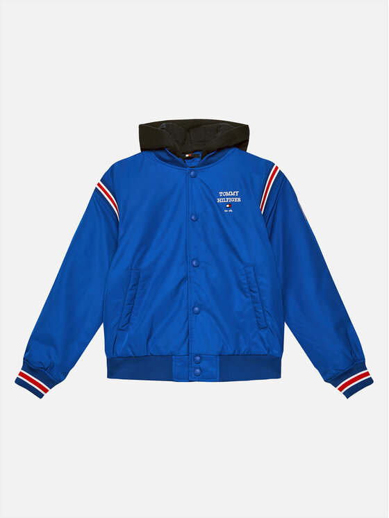 Dětská Bunda bomber Tommy Hilfiger, Velikost:16Y, Barva: Modrá, Th Logo Bomber Jacket KB0KB08742