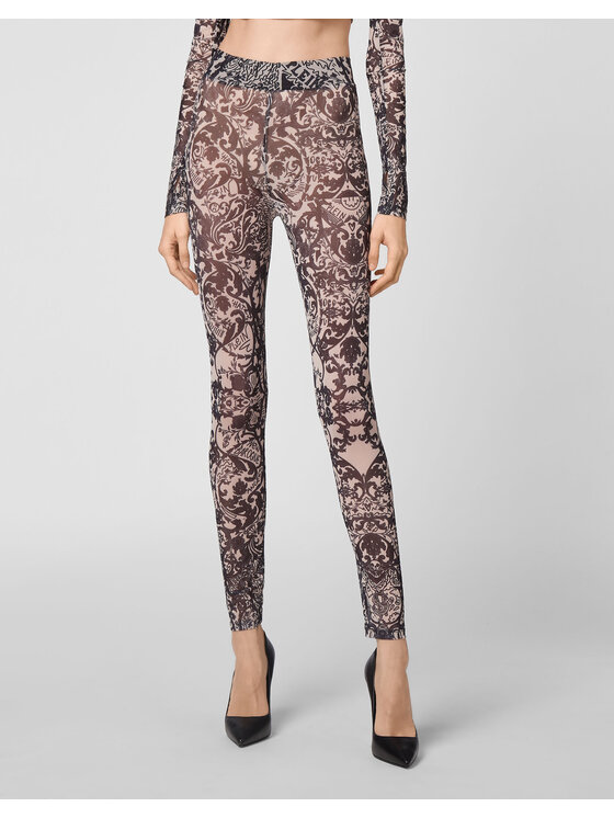 PHILIPP PLEIN PHILIPP PLEIN Legginsy 2307 Écru Skin Tight Fit