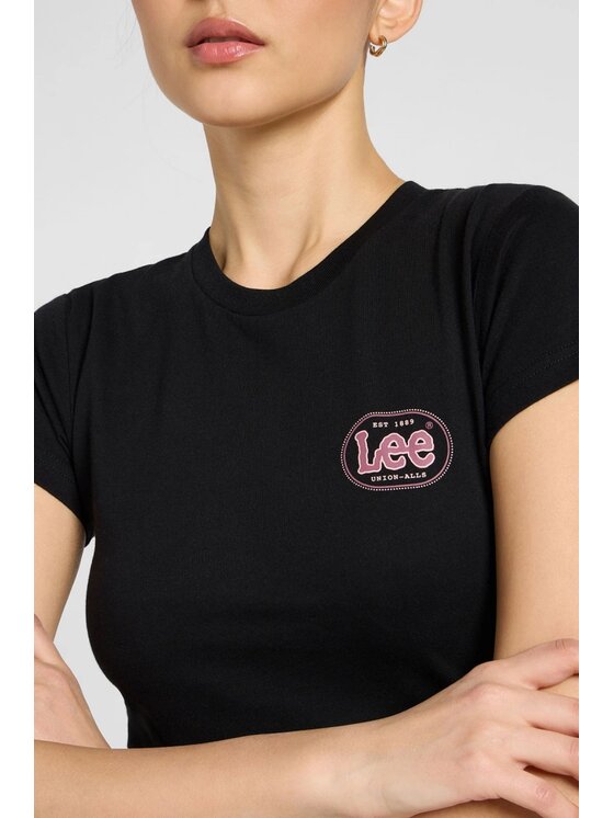 Lee Lee T-Shirt SLIM TEE Czarny Regular Fit