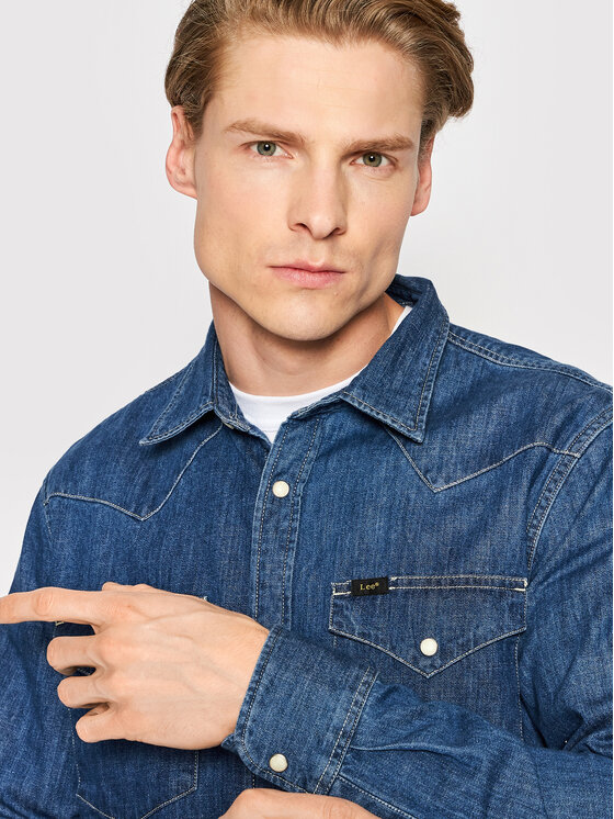 Lee Lee camicia di jeans Western L66WPLLA 112145397 Blu Regular Fit