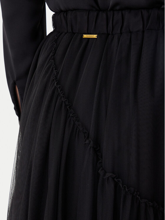 TWINSET TWINSET suknja od tila 252LI2RAA Crna Regular Fit