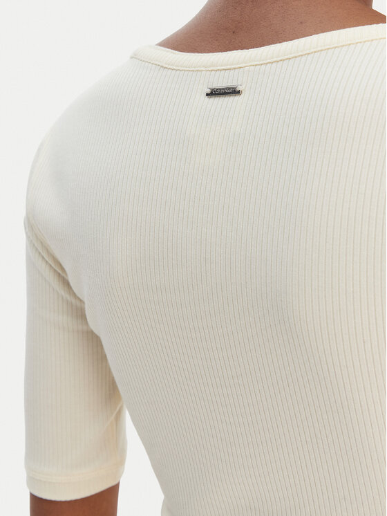 Calvin Klein Calvin Klein Bluză LV044E267G Bej Slim Fit