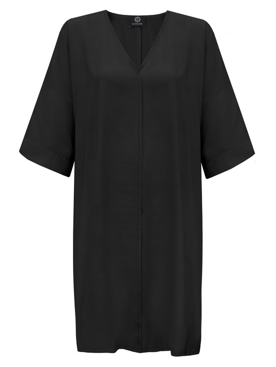 Entelier Entelier Sukienka koktajlowa kimonowa długa Czarny Relaxed Fit