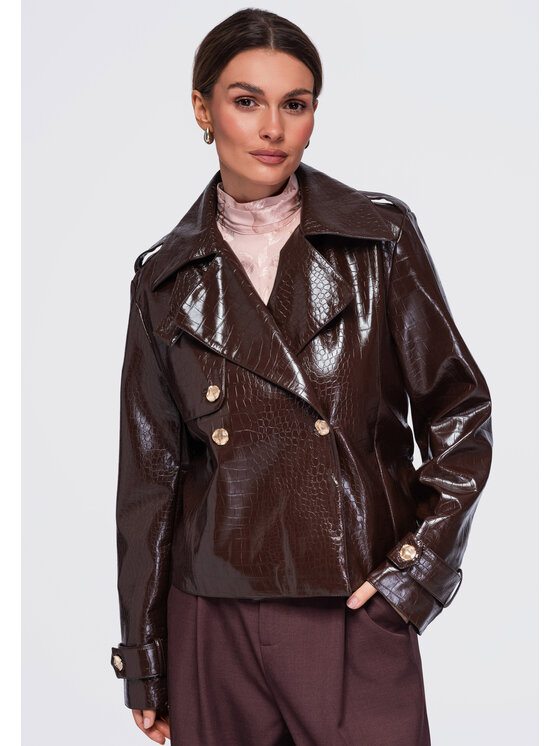 Ombre Ombre Kurtka przejściowa OW-JAFL-0144 Brązowy Regular Fit