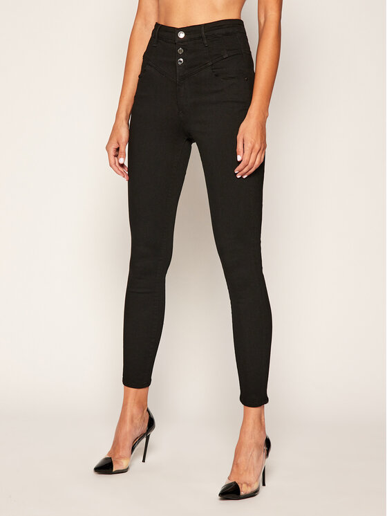 Guess Guess Τζιν Skinny Fit Corset W0YA13 D3OA4 Μαύρο Skinny Fit