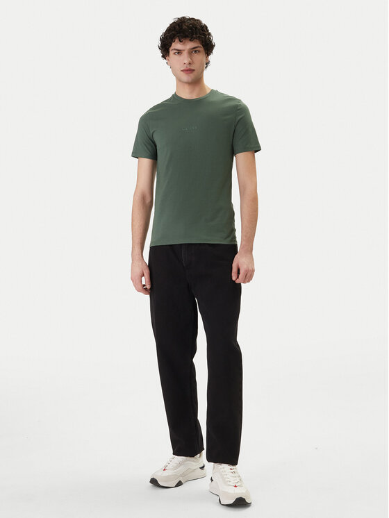 Guess Guess Tričko M2YI72 I3Z14 Zelená Slim Fit