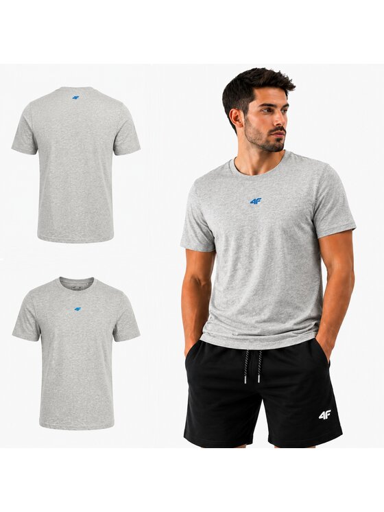 4F 4F T-Shirt TTSHM3947-027M Szary jasny Regular Fit