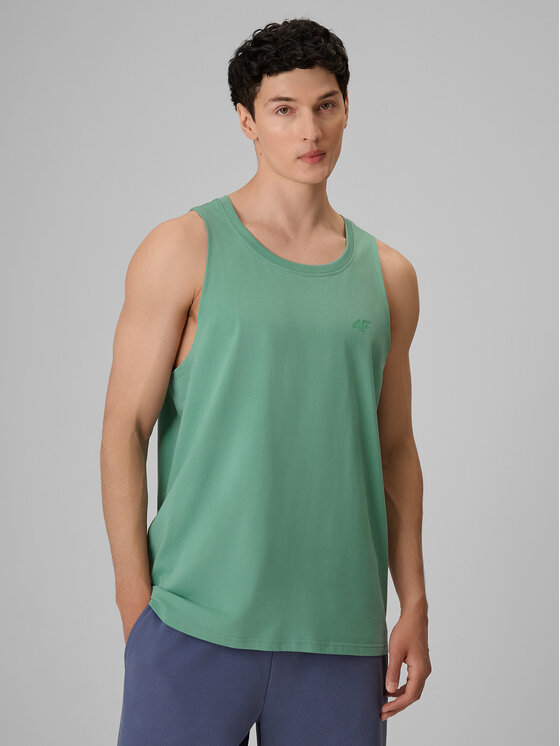 4F 4F Tank top BASIC 5 Turkusowy Regular Fit