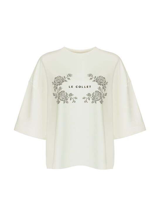 Le Collet Le Collet T-Shirt FLORISSA Kremowy Oversize