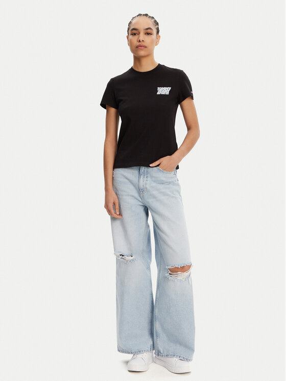 Tommy Jeans Tommy Jeans T-shirt Bubble DW0DW21338 Crna Regular Fit