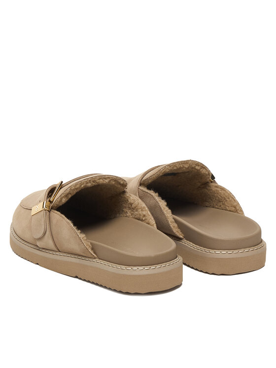 Tommy Hilfiger Tommy Hilfiger Шльопанці Th Buckle Fur Suede Mule FW0FW09083 Бежевий