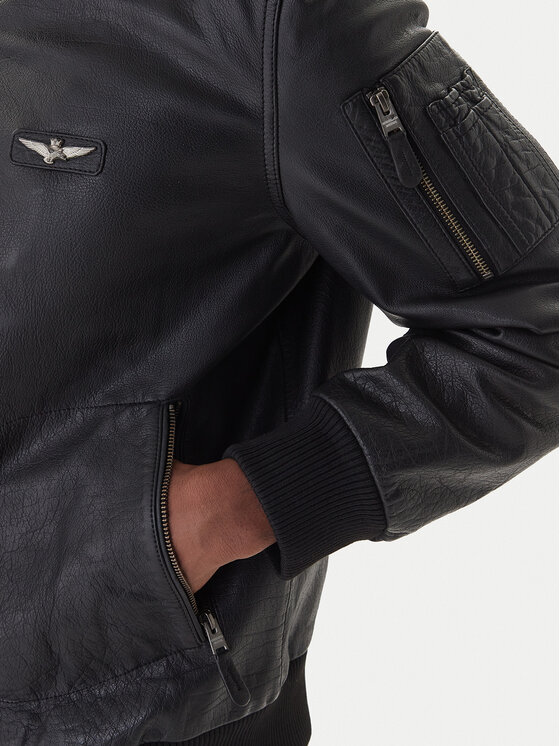 Aeronautica Militare Aeronautica Militare Lederjacke 252PN0958UPL00305 Schwarz Regular Fit