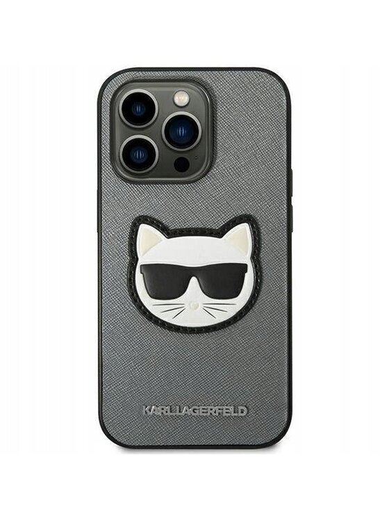 KARL LAGERFELD KARL LAGERFELD Etui na telefon Saffiano Patch Srebrny