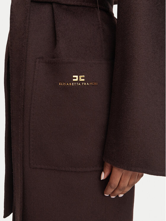 Elisabetta Franchi Elisabetta Franchi Płaszcz wełniany CP-01D-66E2-V850 Brązowy ciemny Regular Fit