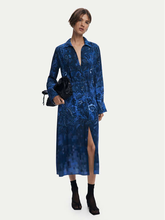Desigual Desigual Marškinių tipo suknelė Licuado 25WWVW23 Mėlyna Regular Fit