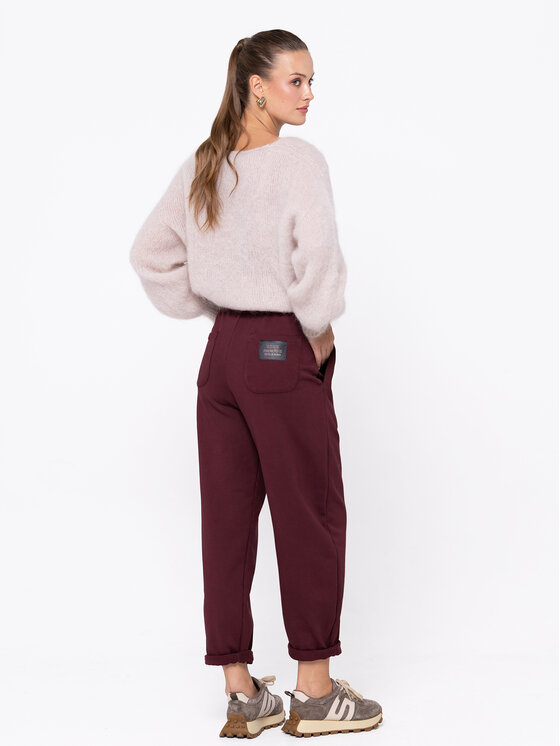 Miss LK Miss LK Spodnie materiałowe MISSLKSM Bordowy Loose Fit