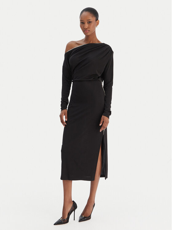 Rinascimento Rinascimento Коктейлна рокля CFC0126544003 Черен Slim Fit