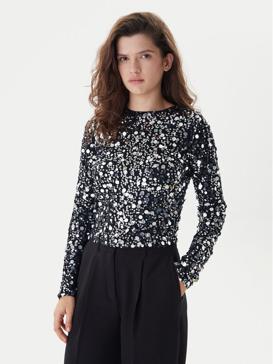 ONLY ONLY Blūze Catina 15358382 Melns Slim Fit