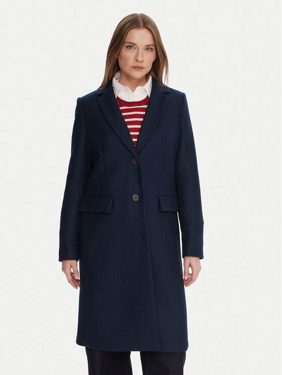Tommy Hilfiger Tommy Hilfiger Gyapjú kabát WW0WW46547 Sötétkék Regular Fit