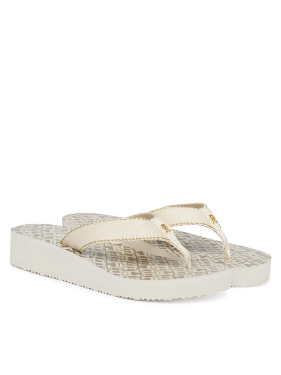 Tommy Hilfiger Tommy Hilfiger Varbavahesandaalid Monogram Mid Wedge Sandal FW0FW09419 Kreemjas
