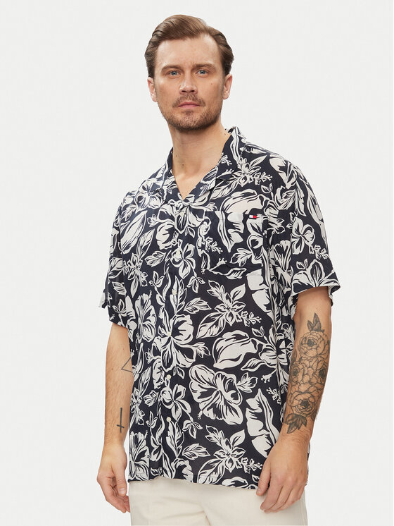 Tommy Hilfiger Krekls Bowling UM0UM03227 Tumši zils Relaxed Fit