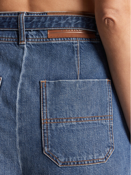 PINKO Pinko Kratke traperice Bubolare 1J112S Y1E6 Plava Relaxed Fit