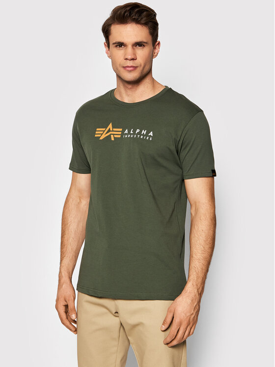 Alpha Industries Alpha Industries T-Shirt Alpha Label 118502 Zelená Regular Fit