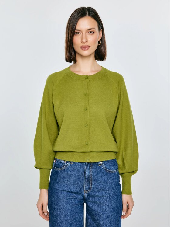 BIG STAR BIG STAR Kardigan SUZANA_301_160 Zielony Basic Fit