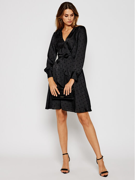 Tommy Hilfiger Tommy Hilfiger Kokteilinė suknelė Polka Dot Fit&Flare Wrap WW0WW29306 Juoda Regular Fit