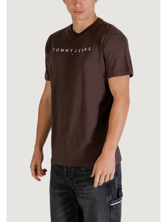 Tommy Jeans Tommy Jeans T-shirt TJM REG LINEAR LOGO Marrone Casual Fit