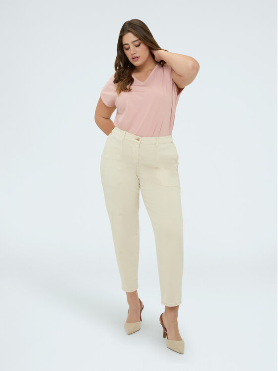 Fiorella Rubino Fiorella Rubino Spodnie materiałowe P711T005164N002 Kremowy Regular Fit