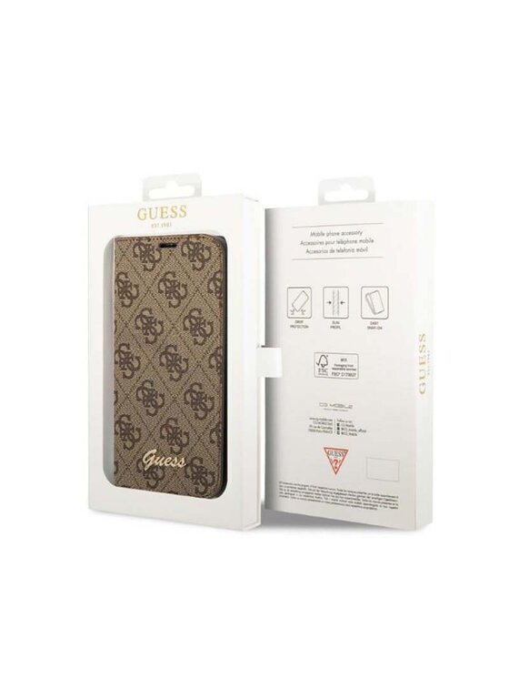 Guess Guess Etui na telefon Book 4K Brązowy