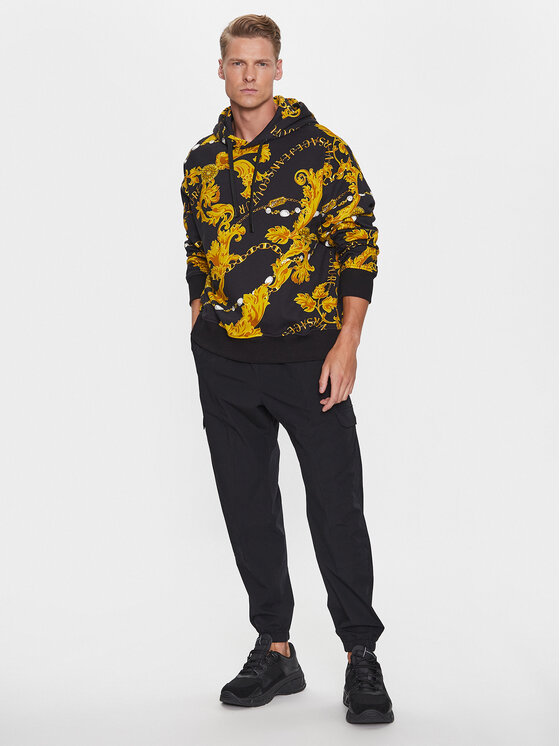 Versace Jeans Couture Versace Jeans Couture Džemperis ar kapuci 75GAI3C0 Melns Regular Fit