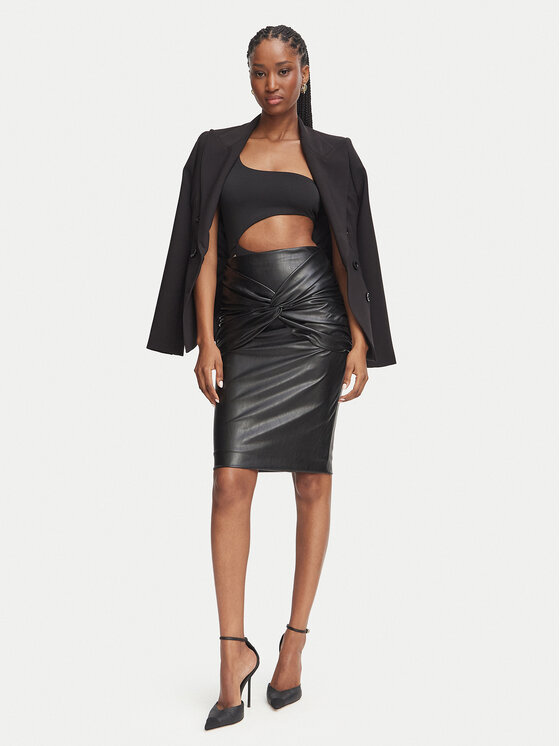 Elisabetta Franchi Elisabetta Franchi Tehisnahast seelik GO-219-66E2-V260 Must Slim Fit