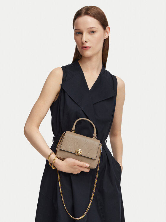 Tory Burch Torebka Charlie Quilted Mini Top Handle Chain Wallet 186032 Beżowy