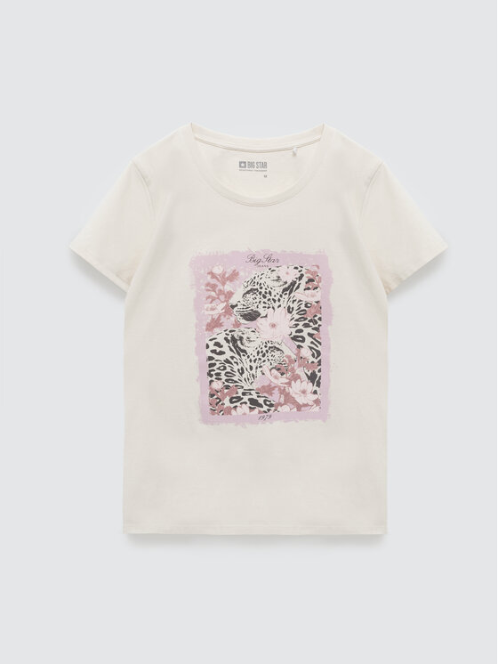 BIG STAR BIG STAR T-Shirt RELLKA Kremowy Basic Fit